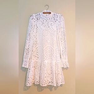 H&M White Long Sleeve Lace Dress